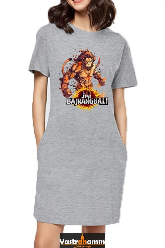 Hanuman Devotional PowerT-Shirts Dress for Women Vastrdhamm