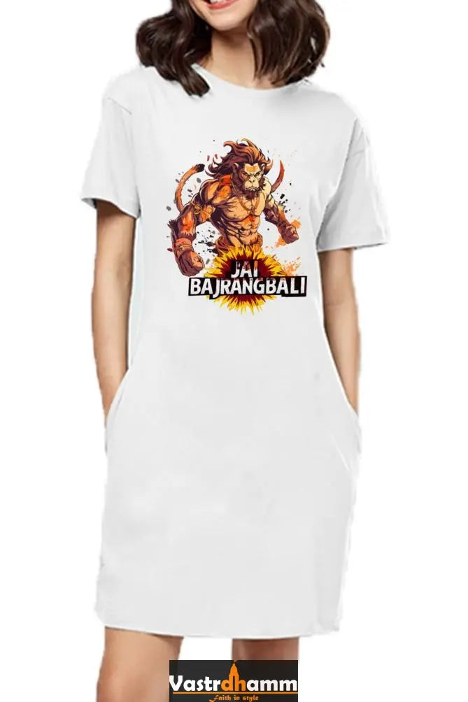 Hanuman Devotional PowerT-Shirts Dress for Women Vastrdhamm