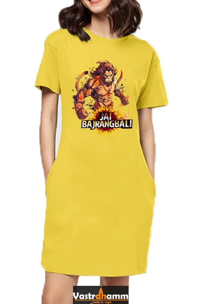 Hanuman Devotional PowerT-Shirts Dress for Women Vastrdhamm