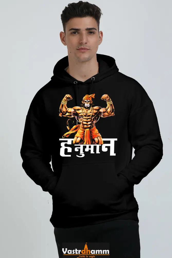 Hanuman Devotional Warrior Oversized Hooded Sweatshirt T-Shirts for Men Vastrdhamm