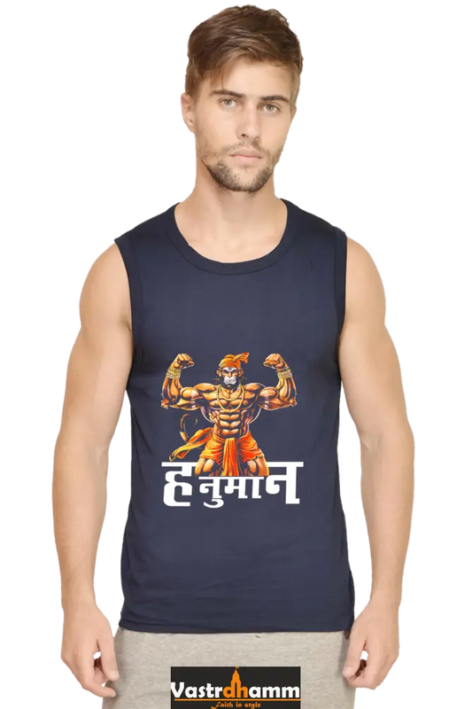Hanuman Devotional Warrior Round Neck Sleeveless T-Shirts for Men Vastrdhamm
