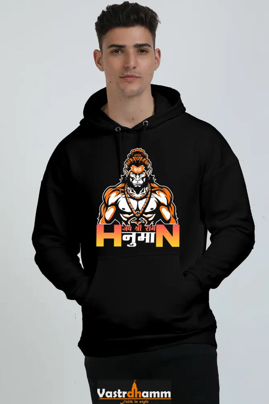 Hanuman Divine Ascendancy Oversized Hooded Sweatshirt T-Shirts for Men Vastrdhamm
