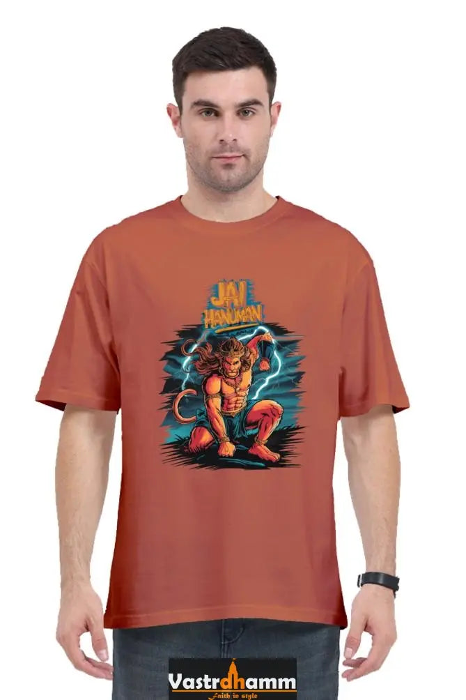 Hanuman Divine Dynamo Oversized Classic T-Shirts for Men Vastrdhamm