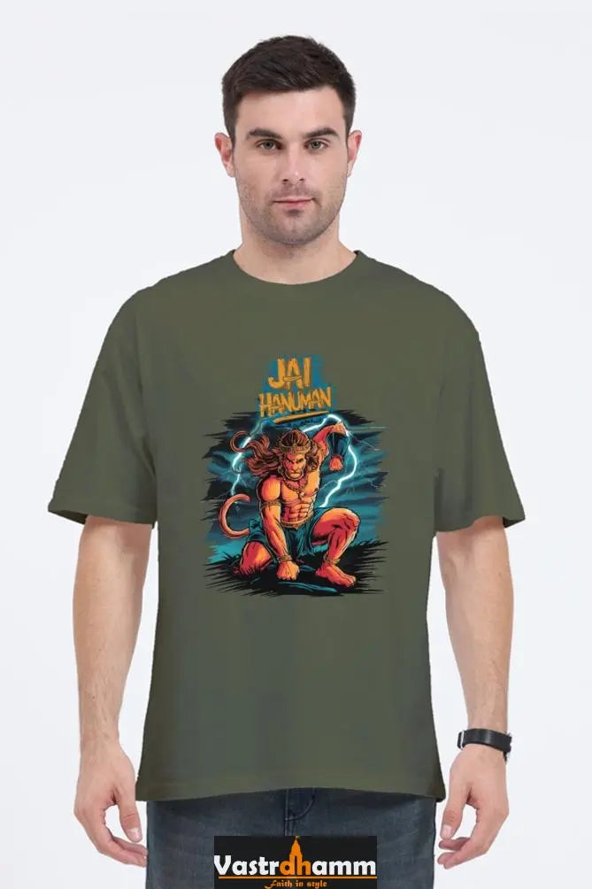 Hanuman Divine Dynamo Oversized Classic T-Shirts for Men Vastrdhamm