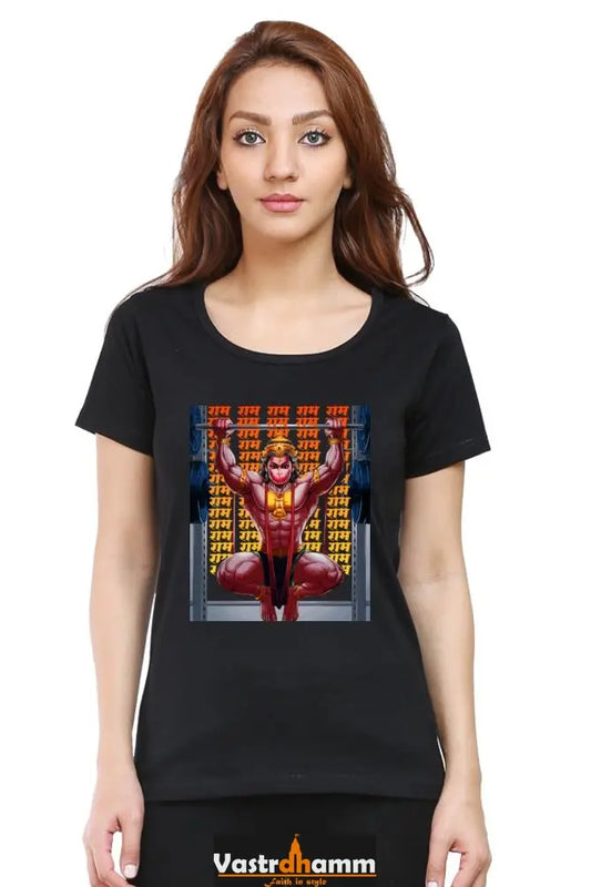 Hanuman Divine Energy Round Neck Half Sleeve Classic T-Shirts for Women Vastrdhamm