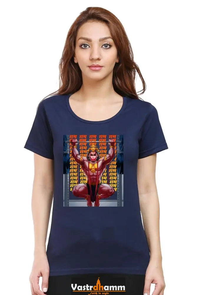 Hanuman Divine Energy Round Neck Half Sleeve Classic T-Shirts for Women Vastrdhamm