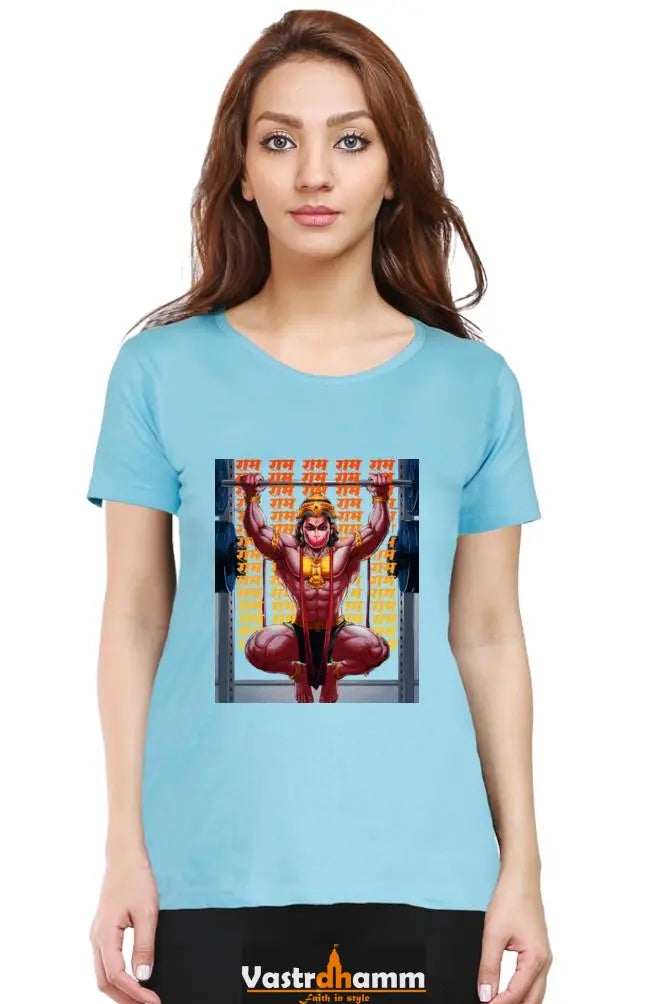 Hanuman Divine Energy Round Neck Half Sleeve Classic T-Shirts for Women Vastrdhamm