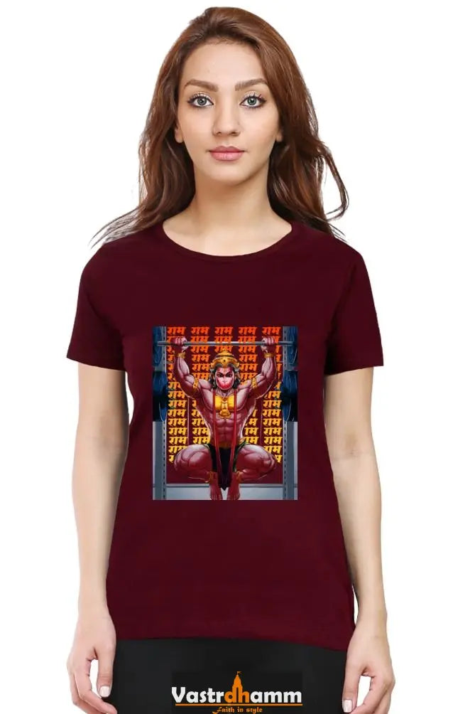 Hanuman Divine Energy Round Neck Half Sleeve Classic T-Shirts for Women Vastrdhamm