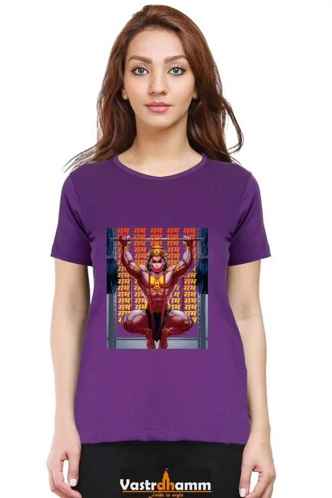 Hanuman Divine Energy Round Neck Half Sleeve Classic T-Shirts for Women Vastrdhamm