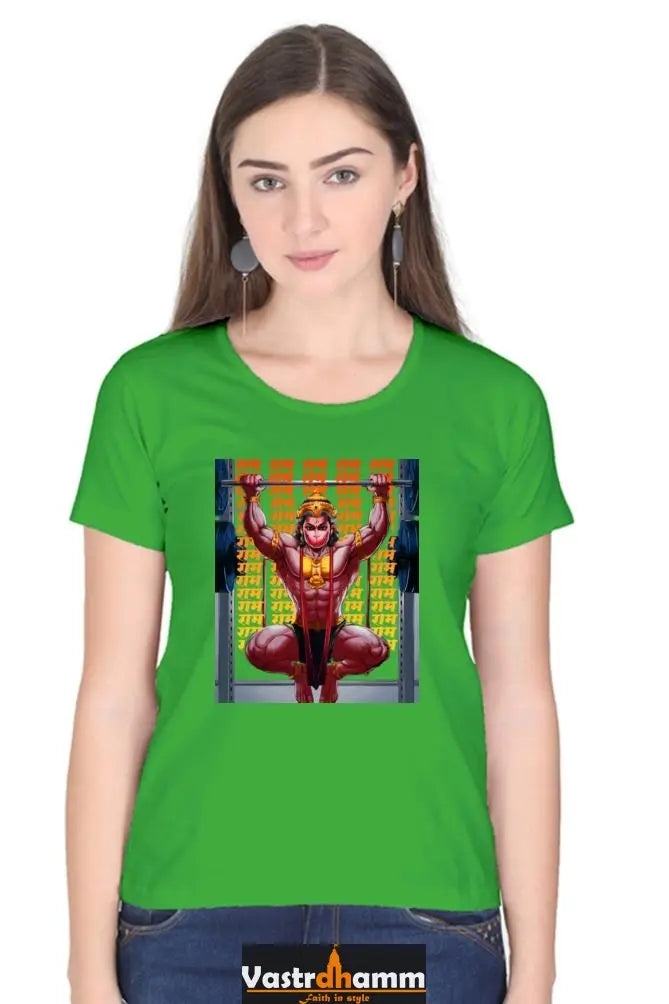 Hanuman Divine Energy Round Neck Half Sleeve Classic T-Shirts for Women Vastrdhamm