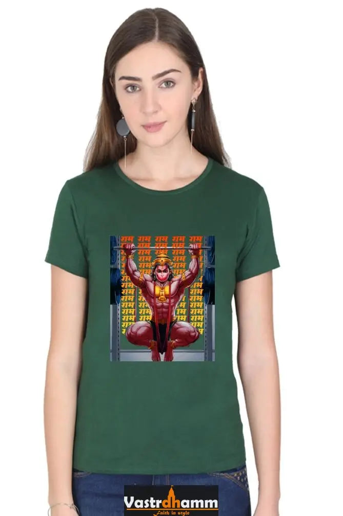 Hanuman Divine Energy Round Neck Half Sleeve Classic T-Shirts for Women Vastrdhamm