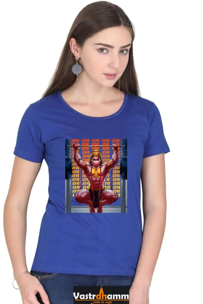 Hanuman Divine Energy Round Neck Half Sleeve Classic T-Shirts for Women Vastrdhamm