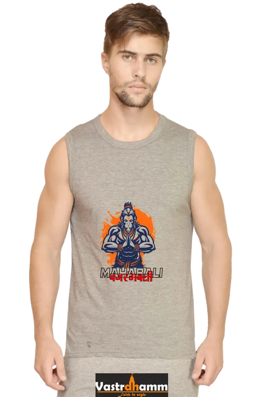 Hanuman Divine Energy Round Neck Sleeveless T-Shirts for Men Vastrdhamm
