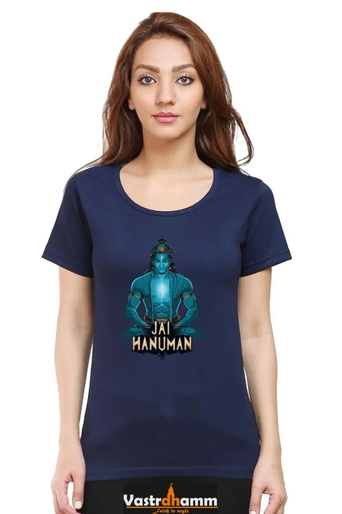 Hanuman Divine Faith Round Neck Half Sleeve Classic T-Shirts for Women Vastrdhamm