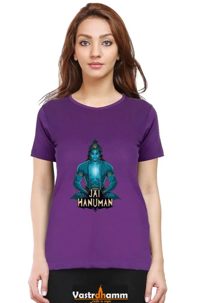 Hanuman Divine Faith Round Neck Half Sleeve Classic T-Shirts for Women Vastrdhamm