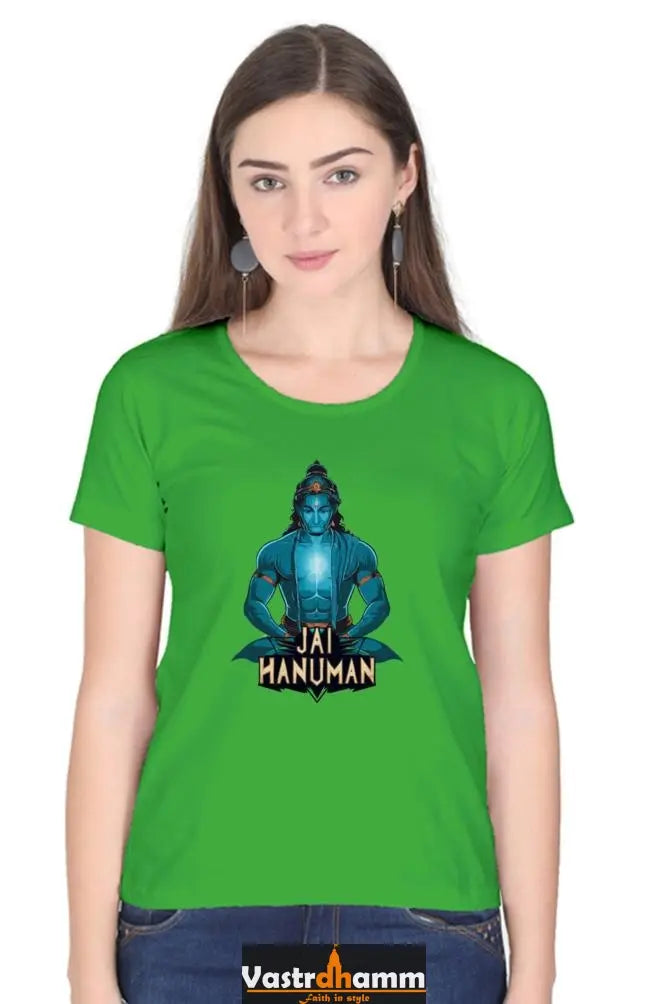 Hanuman Divine Faith Round Neck Half Sleeve Classic T-Shirts for Women Vastrdhamm