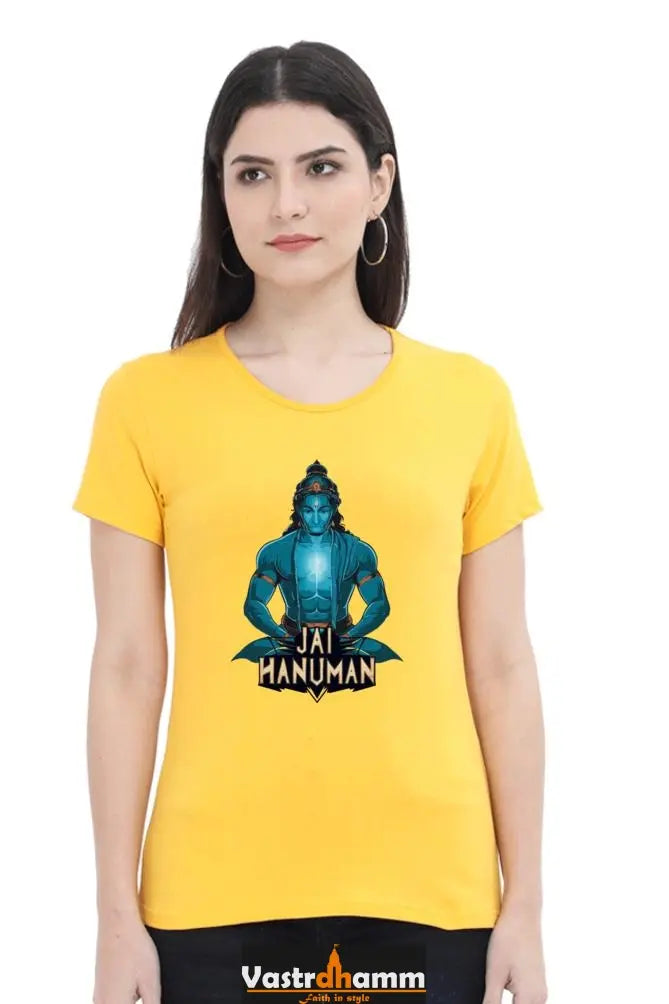 Hanuman Divine Faith Round Neck Half Sleeve Classic T-Shirts for Women Vastrdhamm