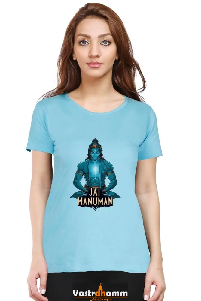 Hanuman Divine Faith Round Neck Half Sleeve Classic T-Shirts for Women Vastrdhamm