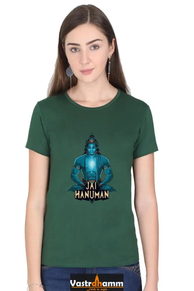 Hanuman Divine Faith Round Neck Half Sleeve Classic T-Shirts for Women Vastrdhamm