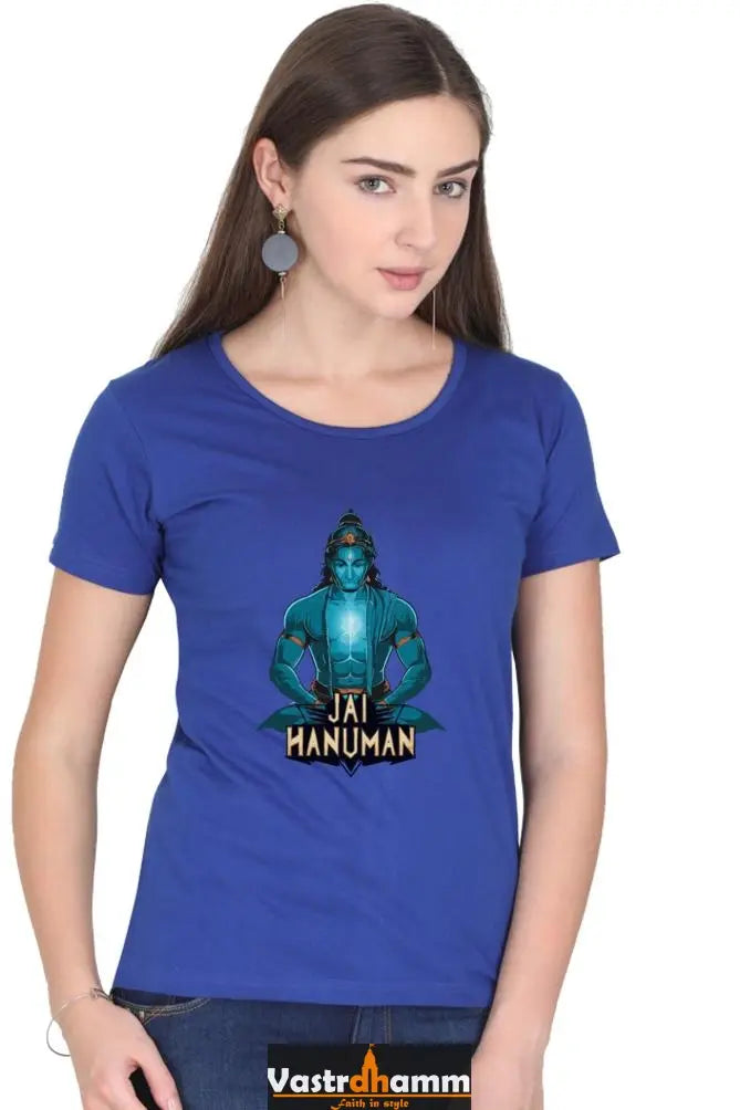 Hanuman Divine Faith Round Neck Half Sleeve Classic T-Shirts for Women Vastrdhamm