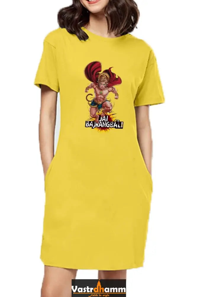 Hanuman Divine FaithT-Shirts Dress for Women Vastrdhamm