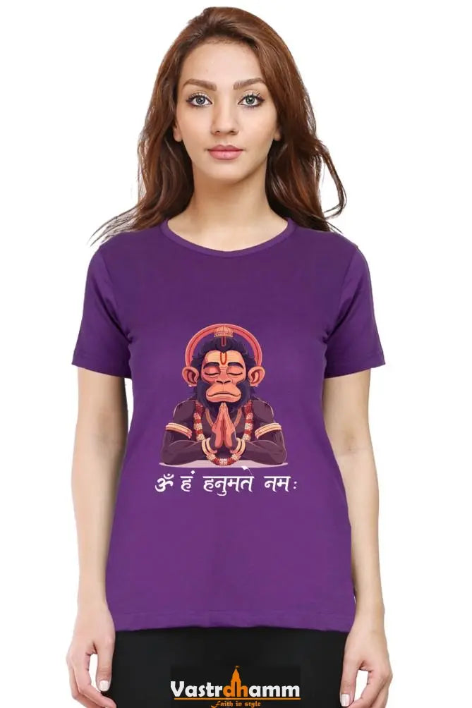 Hanuman Divine Protector Round Neck Half Sleeve Classic T-Shirts for Women Vastrdhamm