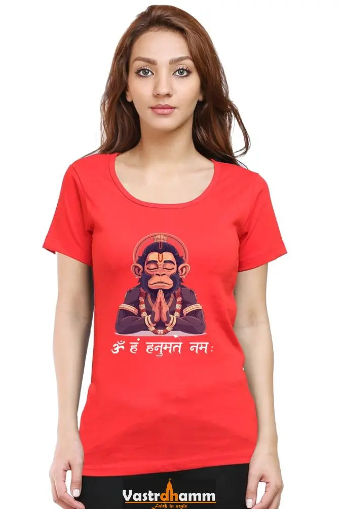 Hanuman Divine Protector Round Neck Half Sleeve Classic T-Shirts for Women Vastrdhamm