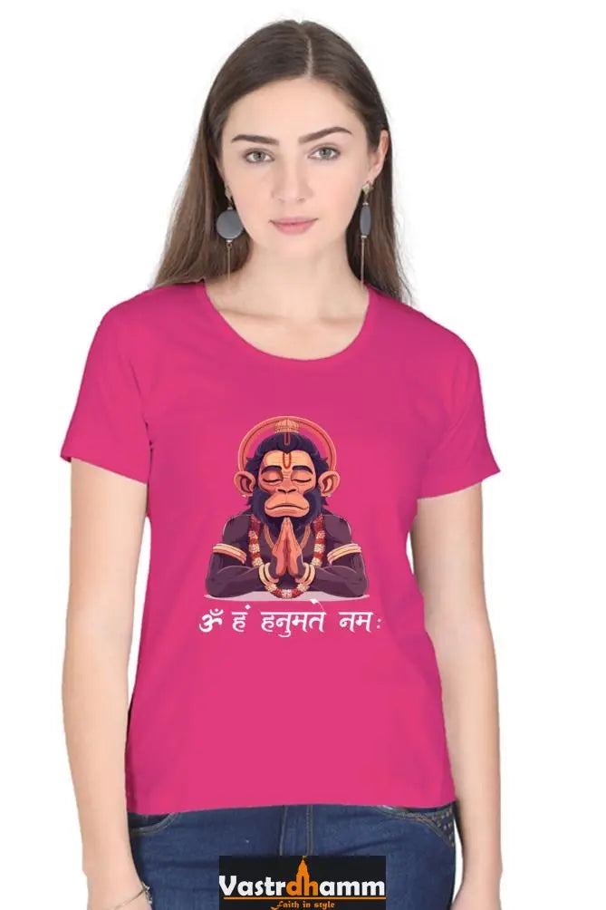 Hanuman Divine Protector Round Neck Half Sleeve Classic T-Shirts for Women Vastrdhamm