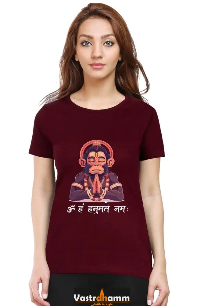 Hanuman Divine Protector Round Neck Half Sleeve Classic T-Shirts for Women Vastrdhamm