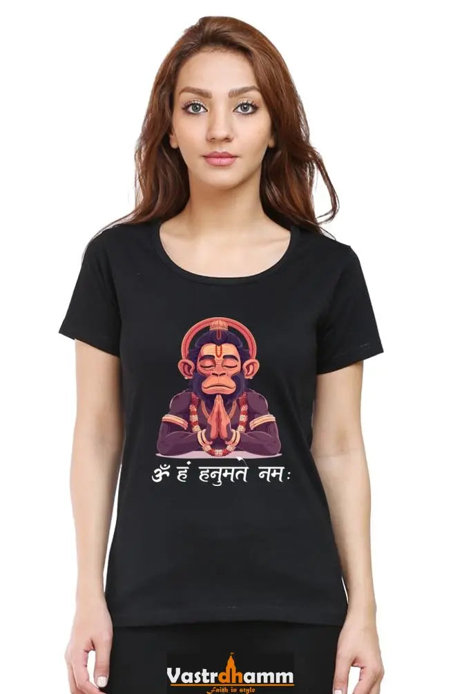 Hanuman Divine Protector Round Neck Half Sleeve Classic T-Shirts for Women Vastrdhamm