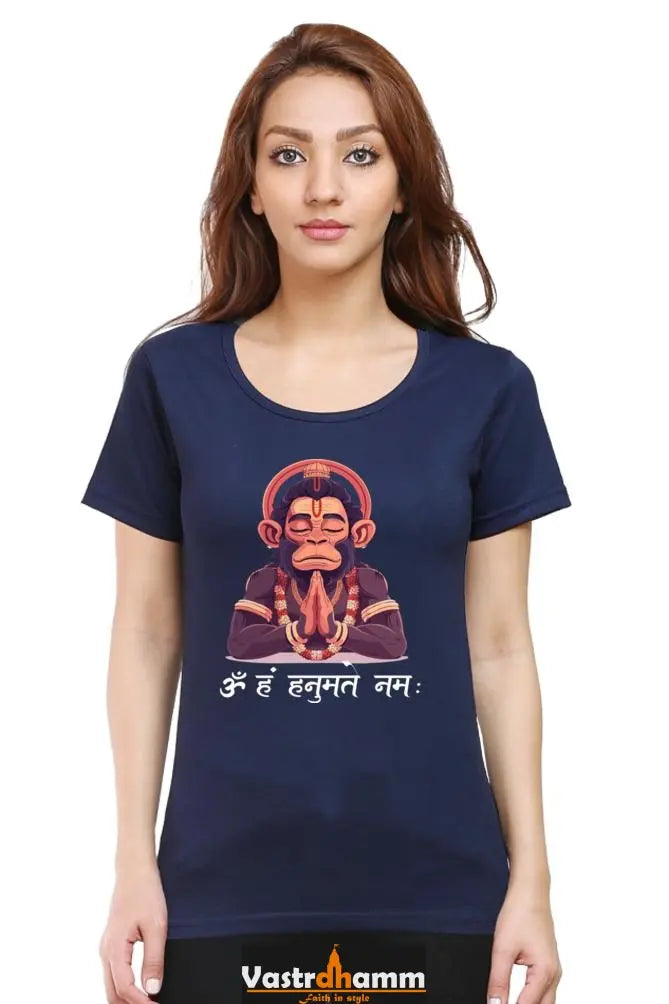 Hanuman Divine Protector Round Neck Half Sleeve Classic T-Shirts for Women Vastrdhamm