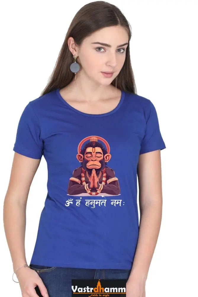 Hanuman Divine Protector Round Neck Half Sleeve Classic T-Shirts for Women Vastrdhamm