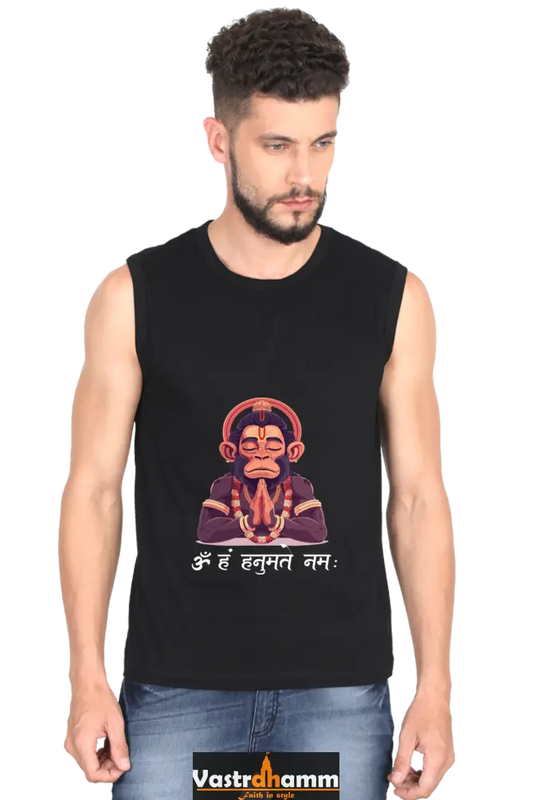 Hanuman Divine Protector Round Neck Sleeveless T-Shirts for Men Vastrdhamm