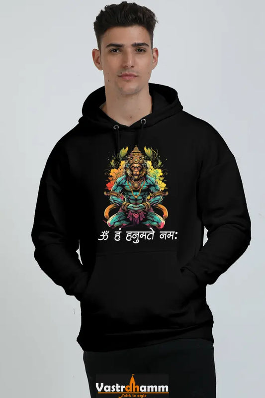 Hanuman Divine Strength Oversized Hooded Sweatshirt T-Shirts for Men Vastrdhamm