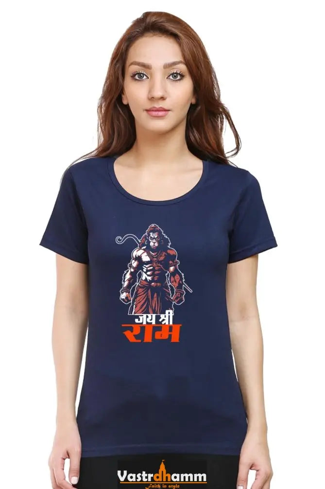 Hanuman Divine Strength Round Neck Half Sleeve Classic T-Shirts for Women Vastrdhamm