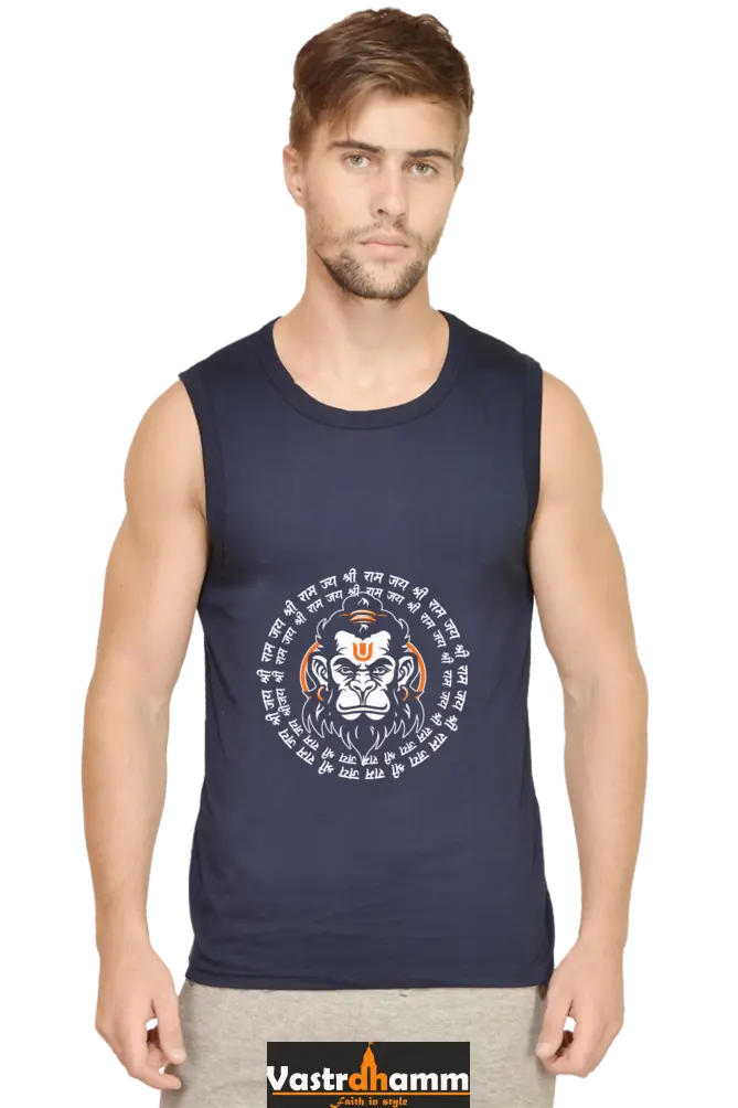 Hanuman Energy Round Neck Sleeveless T-Shirts for Men Vastrdhamm