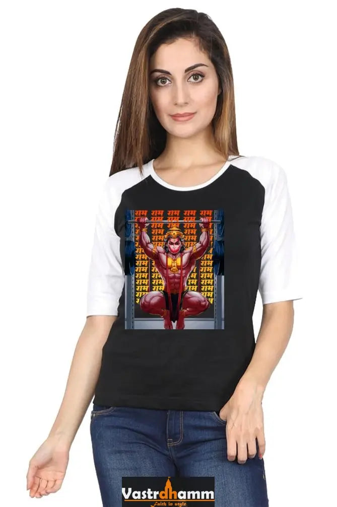 Hanuman Eternal Guardian Raglan Full Sleeve T-Shirts for Women Vastrdhamm