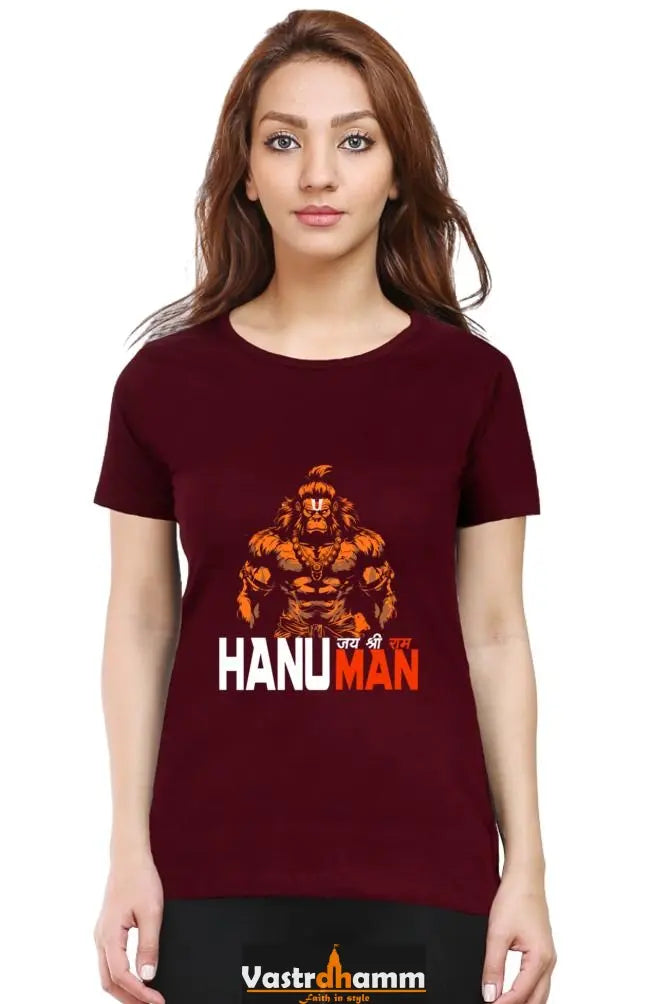 Hanuman Ethereal Force Round Neck Half Sleeve Classic T-Shirts for Women Vastrdhamm