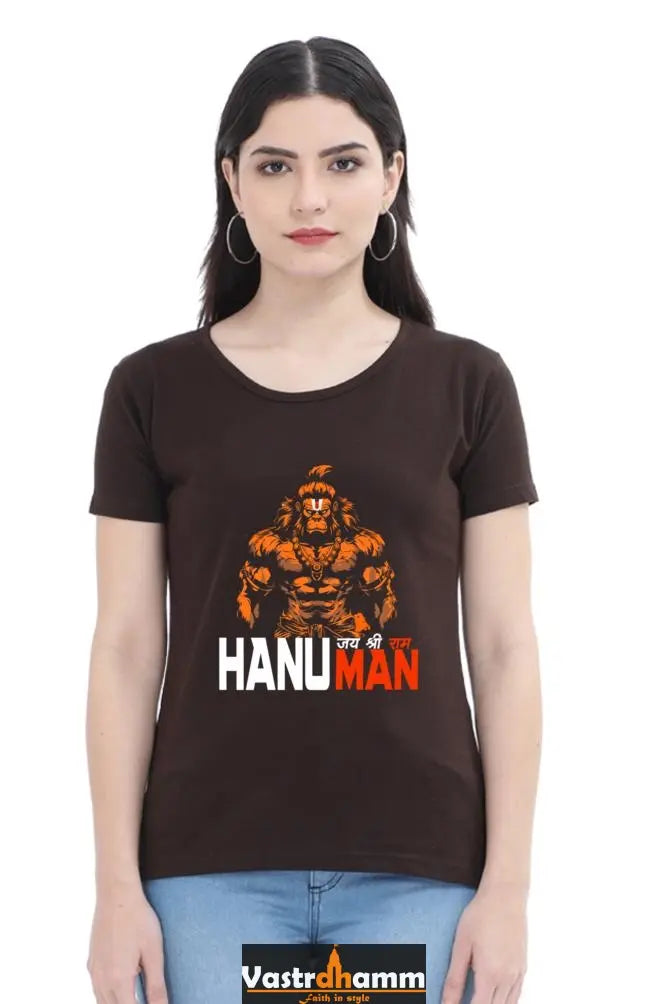 Hanuman Ethereal Force Round Neck Half Sleeve Classic T-Shirts for Women Vastrdhamm