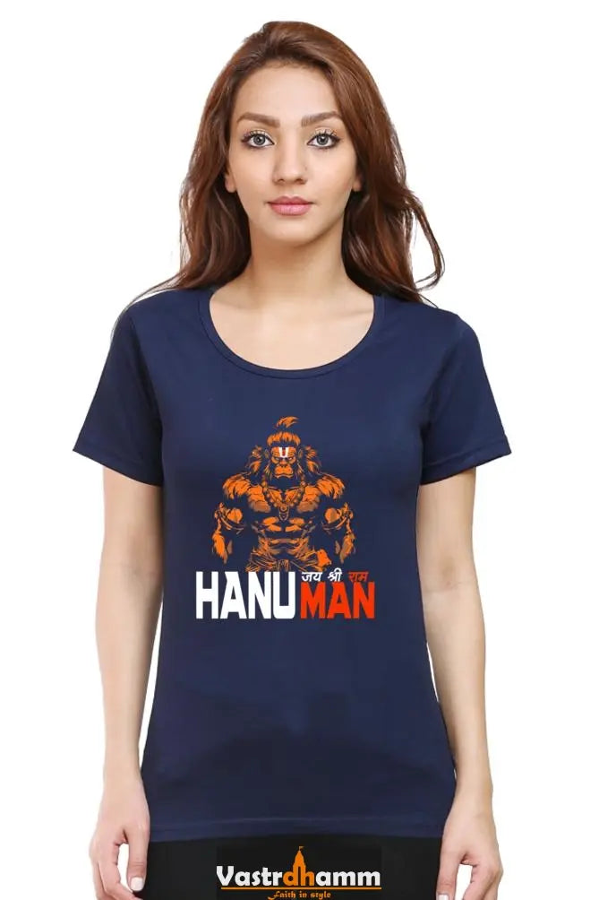 Hanuman Ethereal Force Round Neck Half Sleeve Classic T-Shirts for Women Vastrdhamm