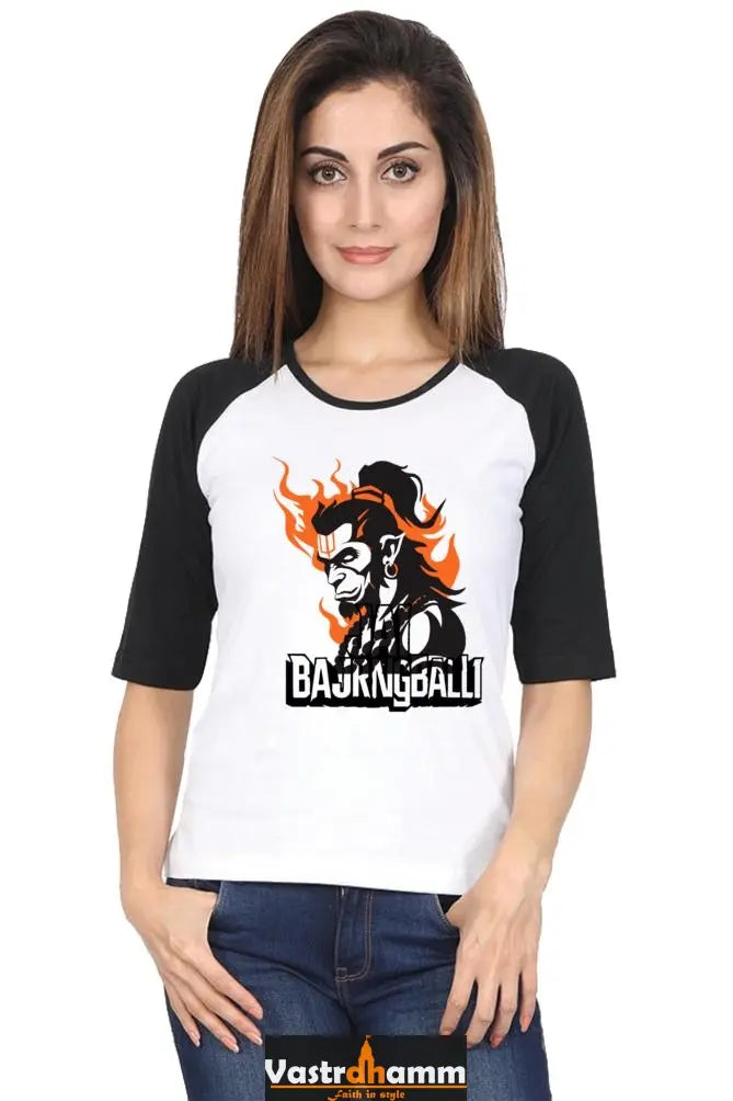 Hanuman Flying High Raglan Full Sleeve T-Shirts for Women Vastrdhamm