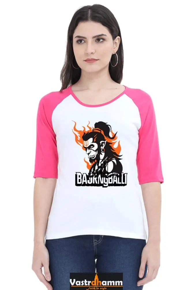 Hanuman Flying High Raglan Full Sleeve T-Shirts for Women Vastrdhamm