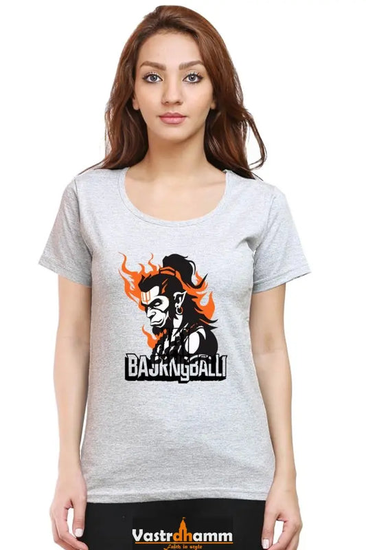 Hanuman Flying High Round Neck Half Sleeve Classic T-Shirts for Women Vastrdhamm