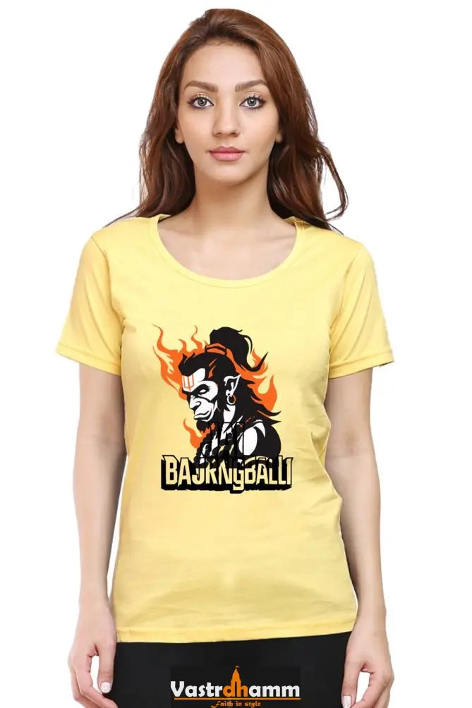 Hanuman Flying High Round Neck Half Sleeve Classic T-Shirts for Women Vastrdhamm