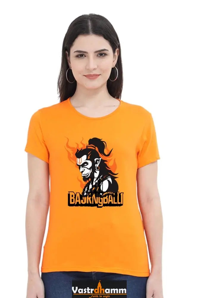 Hanuman Flying High Round Neck Half Sleeve Classic T-Shirts for Women Vastrdhamm