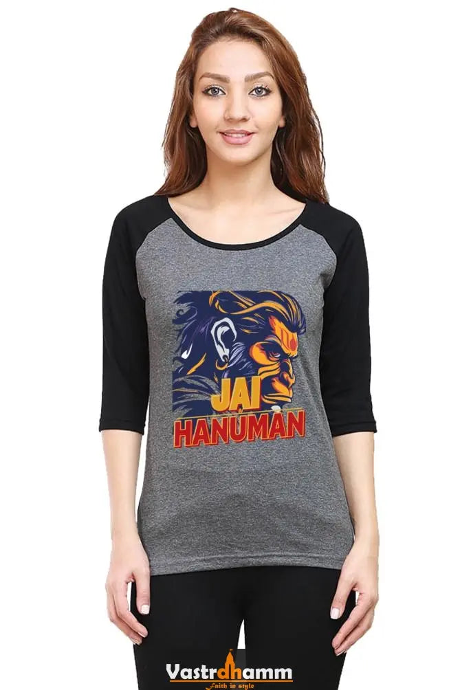 Hanuman Garuda Flight Raglan Full Sleeve T-Shirts for Women Vastrdhamm