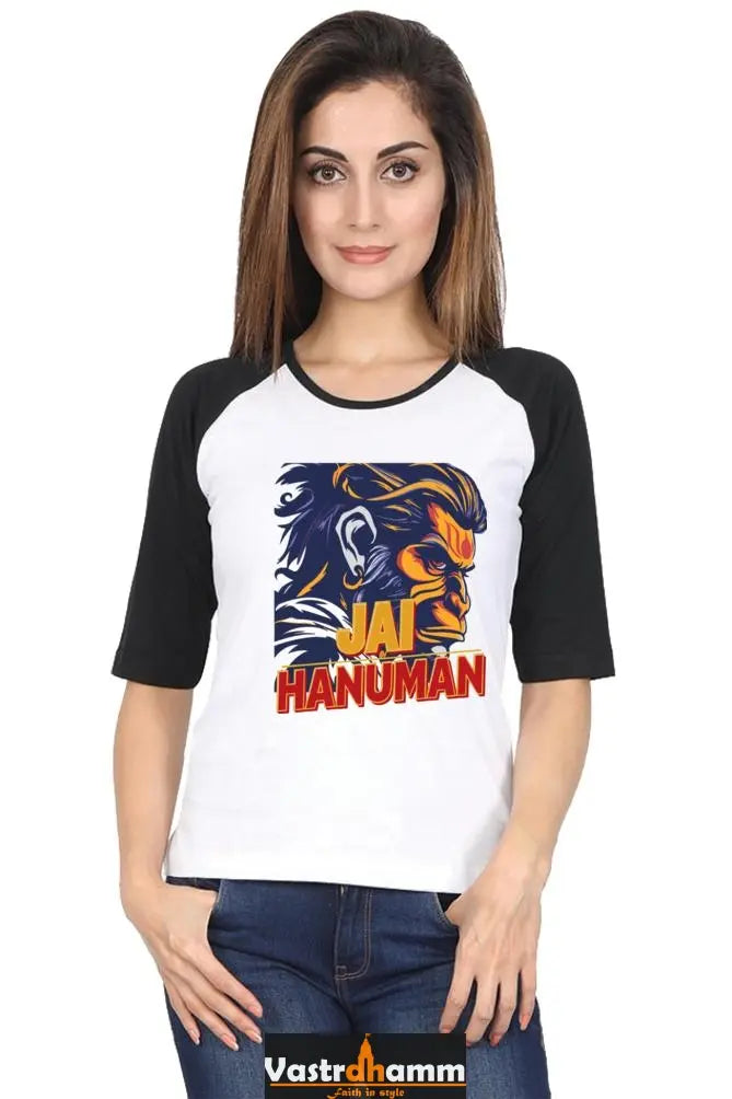 Hanuman Garuda Flight Raglan Full Sleeve T-Shirts for Women Vastrdhamm