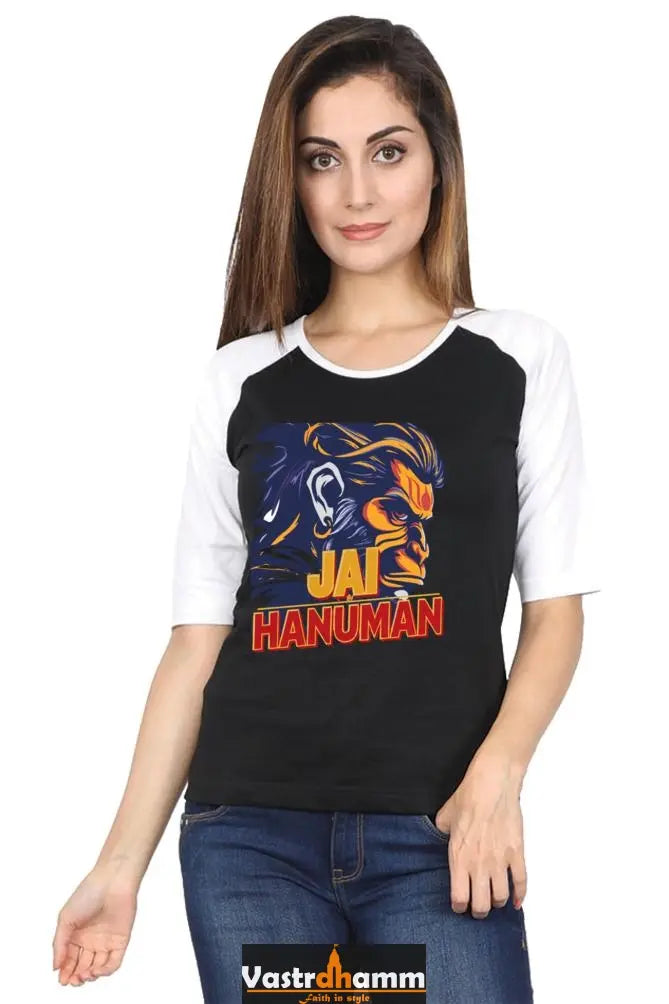 Hanuman Garuda Flight Raglan Full Sleeve T-Shirts for Women Vastrdhamm