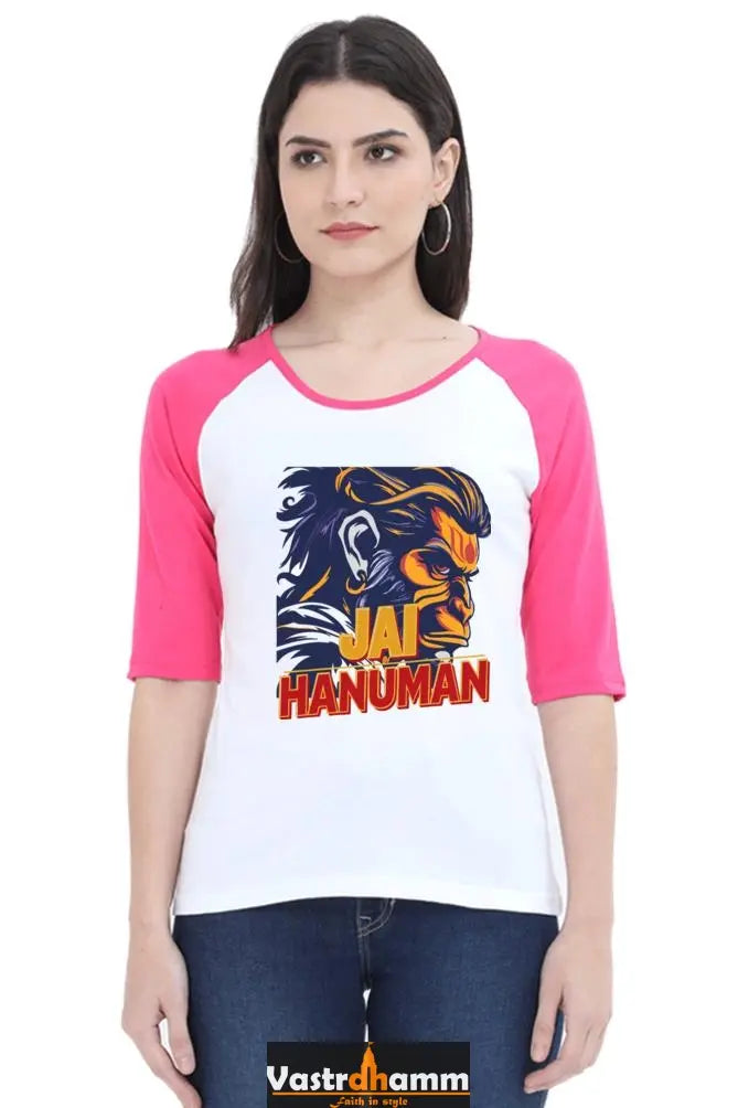 Hanuman Garuda Flight Raglan Full Sleeve T-Shirts for Women Vastrdhamm