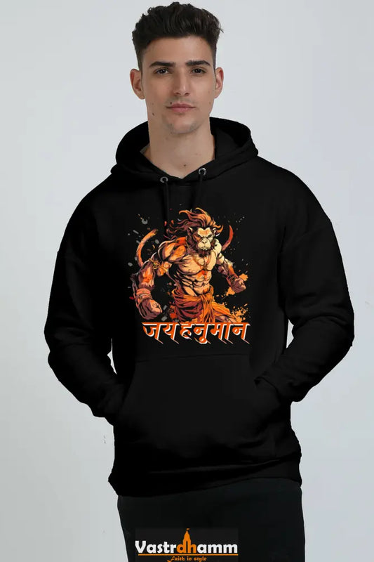 Hanuman Heroic Strength Oversized Hooded Sweatshirt T-Shirts for Men Vastrdhamm